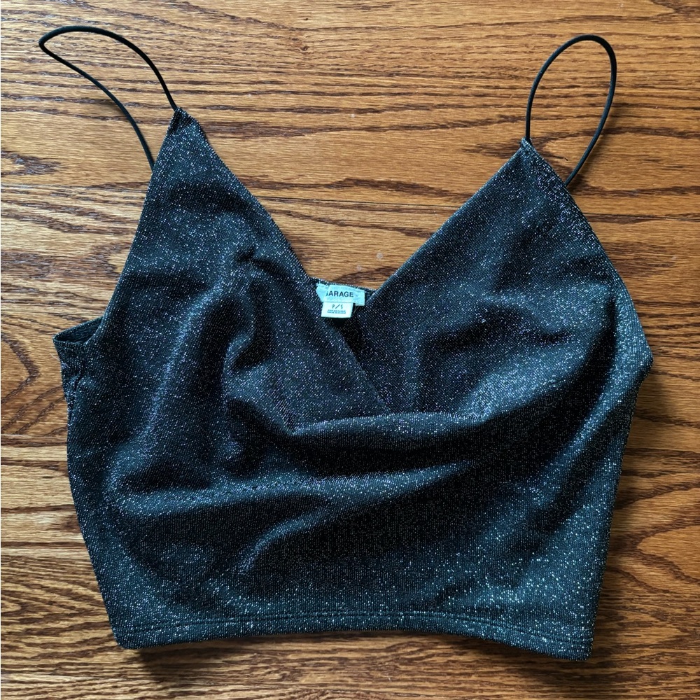 Sparkly cowl neck spaghetti strap tank top. Flowy and loose. Not sold in stores.